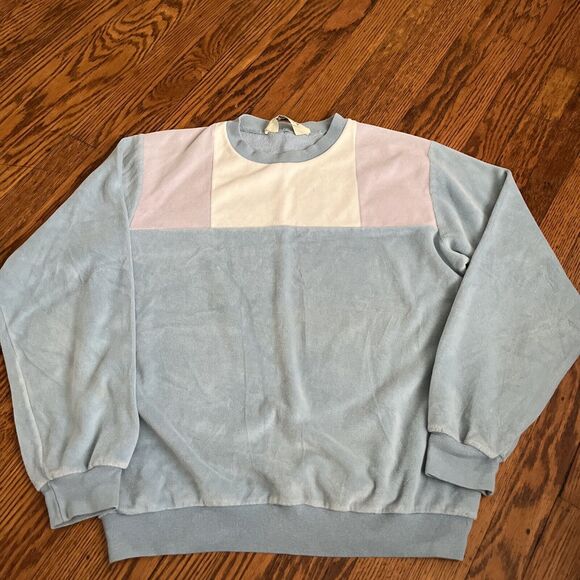 Vintage Gimbels Store For Men Baby Blue Velvet/Velour Pullover Sweater Small - Picture 1 of 7